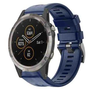 For Garmin Fenix 5 Metal Buckle Solid Color Silicone Watch Band(Midnight Blue)
