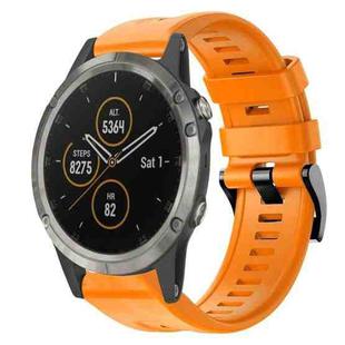 For Garmin Fenix 5 Metal Buckle Solid Color Silicone Watch Band(Orange)