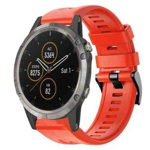 For Garmin Fenix 5 Metal Buckle Solid Color Silicone Watch Band(Red)