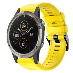 For Garmin Fenix 5 Metal Buckle Solid Color Silicone Watch Band(Yellow)