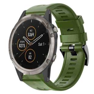 For Garmin Fenix 5 Metal Buckle Solid Color Silicone Watch Band(Army Green)