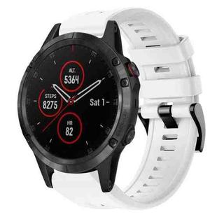 For Garmin Fenix 5 plus Metal Buckle Solid Color Silicone Watch Band(White)