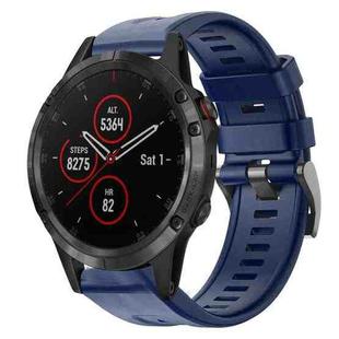 For Garmin Fenix 5 plus Metal Buckle Solid Color Silicone Watch Band(Midnight Blue)