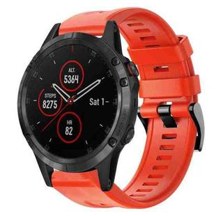 For Garmin Fenix 5 plus Metal Buckle Solid Color Silicone Watch Band(Red)
