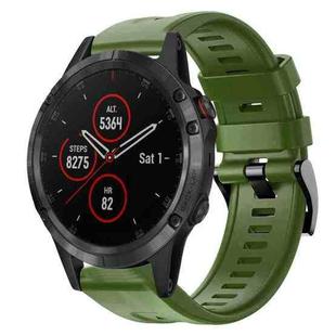 For Garmin Fenix 5 plus Metal Buckle Solid Color Silicone Watch Band(Army Green)