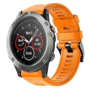 For Garmin Quatix 5 Metal Buckle Solid Color Silicone Watch Band(Orange)