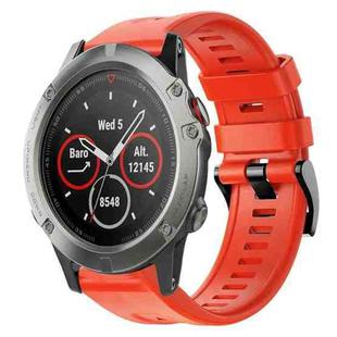 For Garmin Quatix 5 Metal Buckle Solid Color Silicone Watch Band(Red)