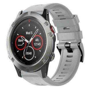 For Garmin Quatix 5 Metal Buckle Solid Color Silicone Watch Band(Grey)