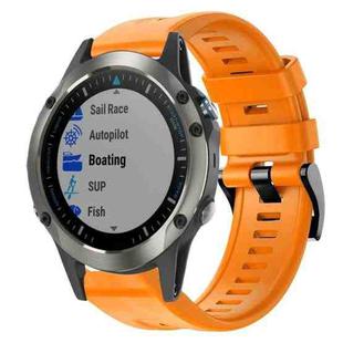 For Garmin Quatix 5 Sapphire Metal Buckle Solid Color Silicone Watch Band(Orange)