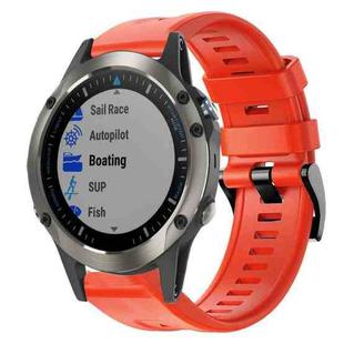 For Garmin Quatix 5 Sapphire Metal Buckle Solid Color Silicone Watch Band(Red)