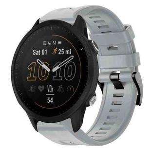 For Garmin Forerunner 955 Metal Buckle Solid Color Silicone Watch Band(Grey)