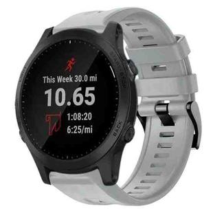 For Garmin Forerunner 945 Metal Buckle Solid Color Silicone Watch Band(Grey)