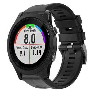 For Garmin Forerunner 935 Metal Buckle Solid Color Silicone Watch Band(Black)