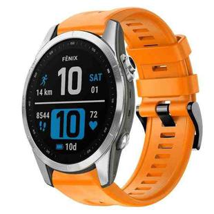 For Garmin Fenix 7S Metal Buckle Solid Color Silicone Watch Band(Orange)