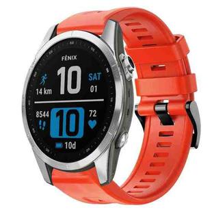 For Garmin Fenix 7S Metal Buckle Solid Color Silicone Watch Band(Red)