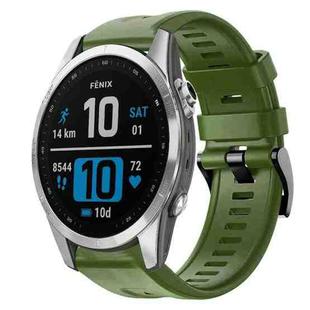 For Garmin Fenix 7S Metal Buckle Solid Color Silicone Watch Band(Army Green)
