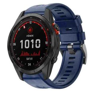 For Garmin Fenix 7S Solar Metal Buckle Solid Color Silicone Watch Band(Navy Blue)