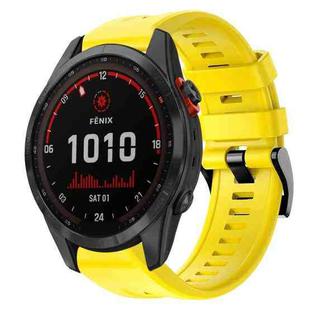 For Garmin Fenix 7S Solar Metal Buckle Solid Color Silicone Watch Band(Yellow)