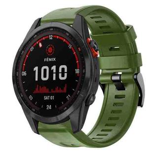 For Garmin Fenix 7S Solar Metal Buckle Solid Color Silicone Watch Band(Army Green)