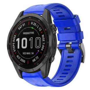 For Garmin Fenix 7S Sapphire Solar Metal Buckle Solid Color Silicone Watch Band(Skyblue)