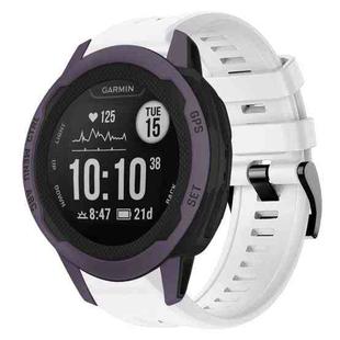 For Garmin Instinct 2S Metal Buckle Solid Color Silicone Watch Band(White)