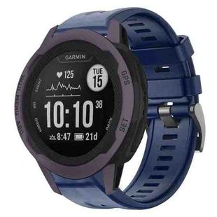 For Garmin Instinct 2S Metal Buckle Solid Color Silicone Watch Band(Navy Blue)