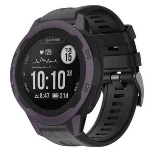 For Garmin Instinct 2S Metal Buckle Solid Color Silicone Watch Band(Black)