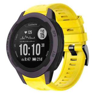 For Garmin Instinct 2S Metal Buckle Solid Color Silicone Watch Band(Yellow)