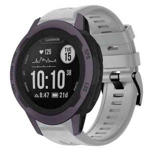 For Garmin Instinct 2S Metal Buckle Solid Color Silicone Watch Band(Grey)