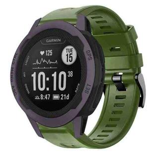 For Garmin Instinct 2S Metal Buckle Solid Color Silicone Watch Band(Army Green)