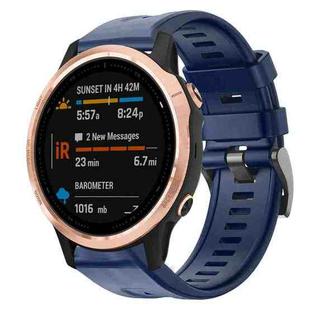 For Garmin Fenix 6S Metal Buckle Solid Color Silicone Watch Band(Navy Blue)