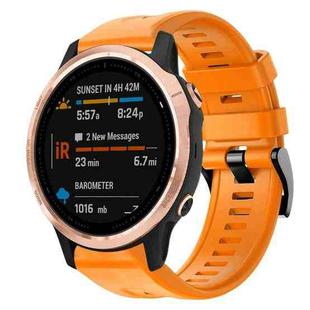 For Garmin Fenix 6S Metal Buckle Solid Color Silicone Watch Band(Orange)