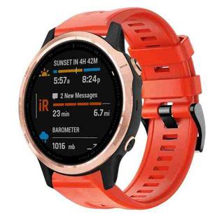 For Garmin Fenix 6S Metal Buckle Solid Color Silicone Watch Band(Red)