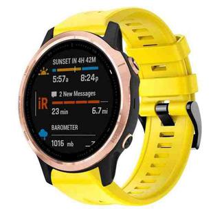 For Garmin Fenix 6S Metal Buckle Solid Color Silicone Watch Band(Yellow)