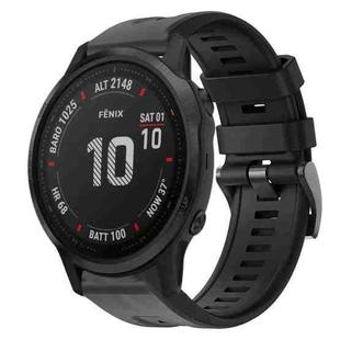 For Garmin Fenix 6S Pro Metal Buckle Solid Color Silicone Watch Band(Black)