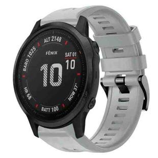 For Garmin Fenix 6S Pro Metal Buckle Solid Color Silicone Watch Band(Grey)