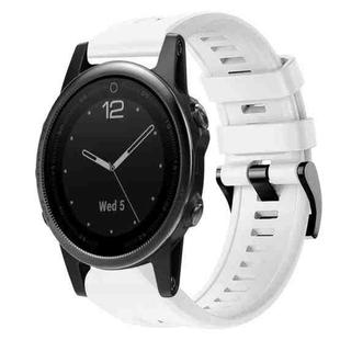 For Garmin Fenix 5S Metal Buckle Solid Color Silicone Watch Band(White)