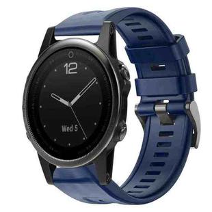 For Garmin Fenix 5S Metal Buckle Solid Color Silicone Watch Band(Navy Blue)