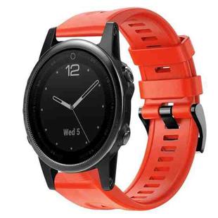 For Garmin Fenix 5S Metal Buckle Solid Color Silicone Watch Band(Red)