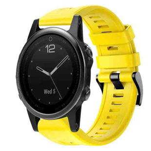 For Garmin Fenix 5S Metal Buckle Solid Color Silicone Watch Band(Yellow)