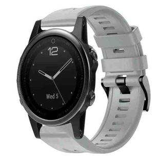 For Garmin Fenix 5S Metal Buckle Solid Color Silicone Watch Band(Grey)