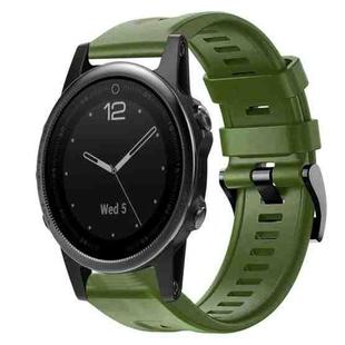 For Garmin Fenix 5S Metal Buckle Solid Color Silicone Watch Band(Army Green)
