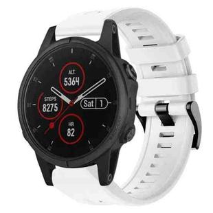 For Garmin Fenix 5S Plus Metal Buckle Solid Color Silicone Watch Band(White)
