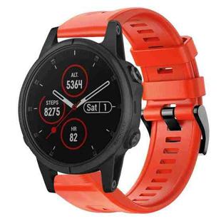 For Garmin Fenix 5S Plus Metal Buckle Solid Color Silicone Watch Band(Red)