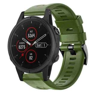 For Garmin Fenix 5S Plus Metal Buckle Solid Color Silicone Watch Band(Army Green)