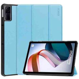 For Xiaomi Redmi Pad 10.61 inch ENKAY Tri-fold Custer Texture Leather Stand Smart Case(Light Blue)