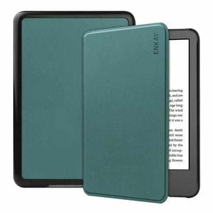 For Amazon Kindle 2022 Gen11 ENKAY Custer Texture Leather Smart Case(Dark Green)