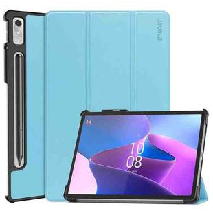 For Lenovo Tab P11 Pro Gen2 11.2 inch 2022 ENKAY Tri-fold Custer Texture Leather Stand Smart Case(Light Blue)