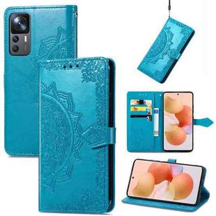 For Xiaomi 12T / 12T Pro / Redmi K50 Ultra Mandala Flower Embossed Leather Phone Case(Blue)