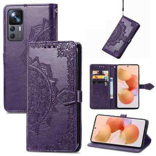 For Xiaomi 12T / 12T Pro / Redmi K50 Ultra Mandala Flower Embossed Leather Phone Case(Purple)